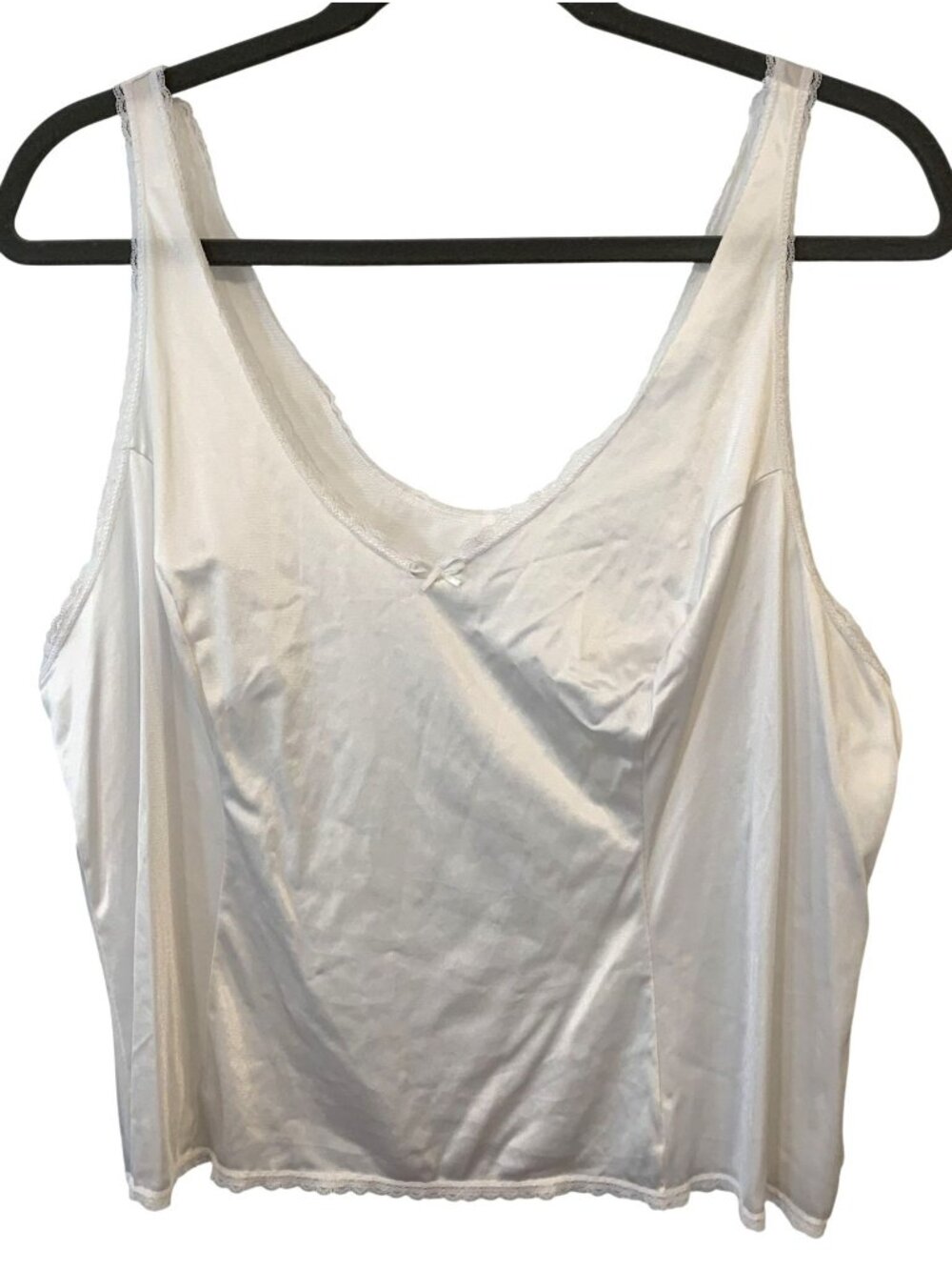 Vassarette Womens 3XL White Camisole Tank Top Nylon Lace Trim Plus Layering